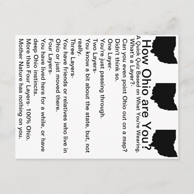 Como Ohio é você? Cartão (Frente)