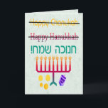 Como Ortografar Cartões Chanukah Hanukkah<br><div class="desc">Como se soletra Hanukkah,  Chanukah,  ou é Hanukah? Obviamente a única maneira "certa" de soletrar é em hebraico! Um design divertido com "Feliz Chanucá" e "Feliz Chanukah" se cruzou e "Chanukah Sameach!" em hebraico,  com um chanukiah (menorah),  sonho,  e ouro se gelado por baixo.</div>