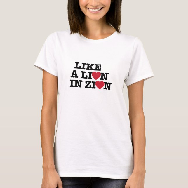Como Um Leão Na Camiseta Zion (Frente)