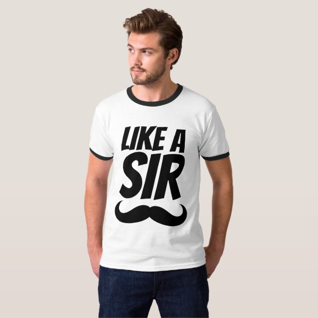 Como um senhor, camisetas engraçadas de bigode mas (Frente Completa)