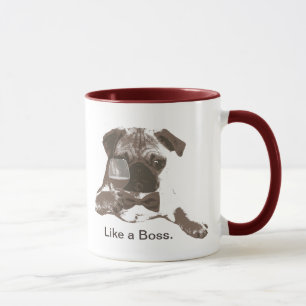 Como uma caneca de café do Pug do chefe & do vinho