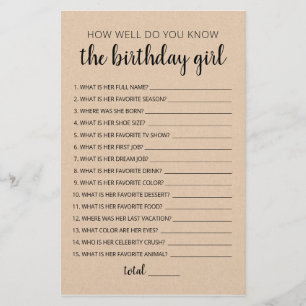 Como Você Conhece O Jogo Da Rapariga De Aniversári