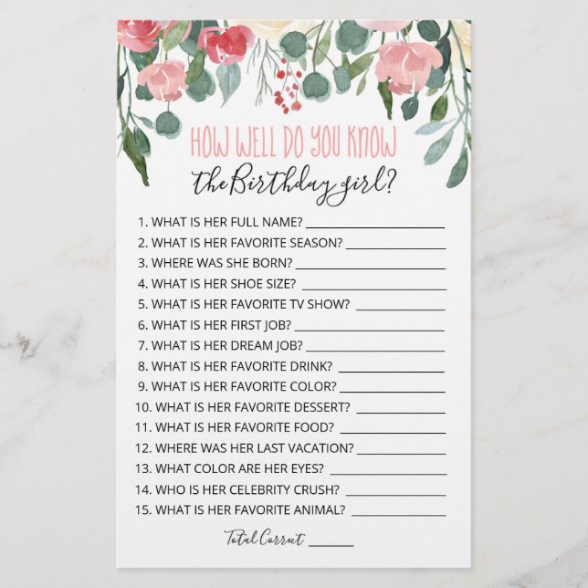 Como você sabe bem o jogo da garota de aniversário (Frente)