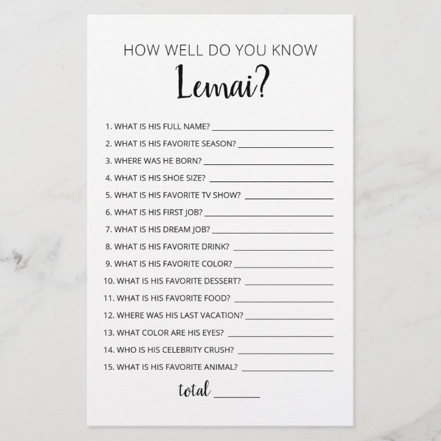 Como Você Sabe Bem O Jogo De Aniversário? (Frente)