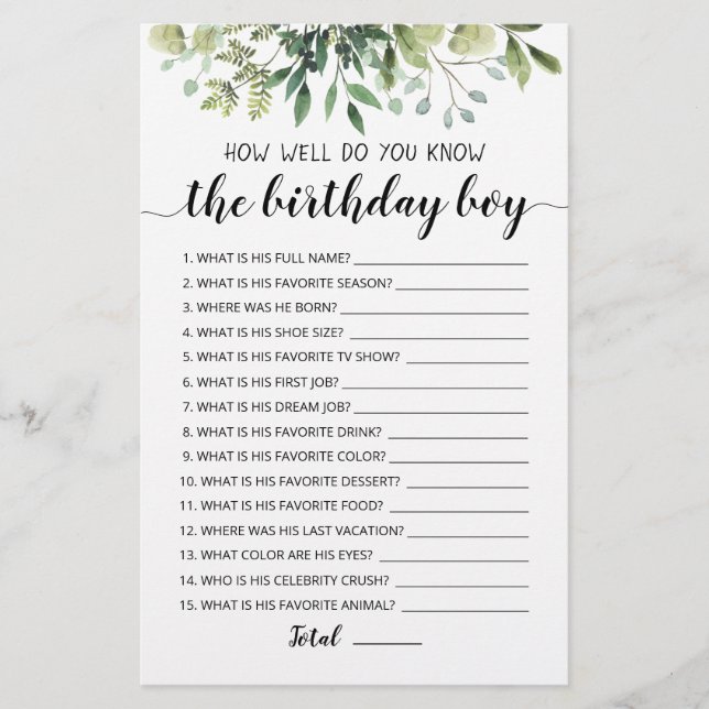 Como Você Sabe Bem O Jogo De Aniversário? (Frente)