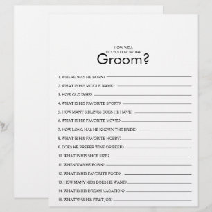 Como você sabe o jogo do Chá de panela do Groom