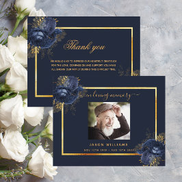 Compaixão orçamental obrigado de ouro floral azul
