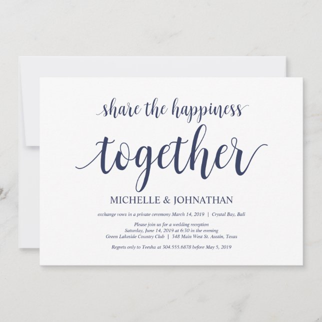 Compartilhe a felicidade Convites de Casamento Fur (Frente)