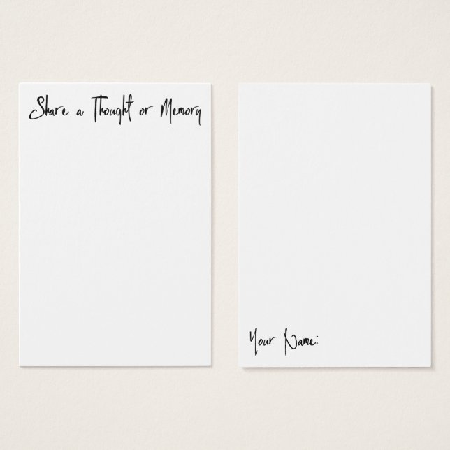 Compartilhe uma Celebração de Memória do Cartão Me (Frente & Verso)