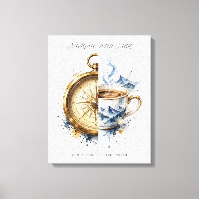 Compass Coffee Mountain Canvas Arte de Parede (Frente)