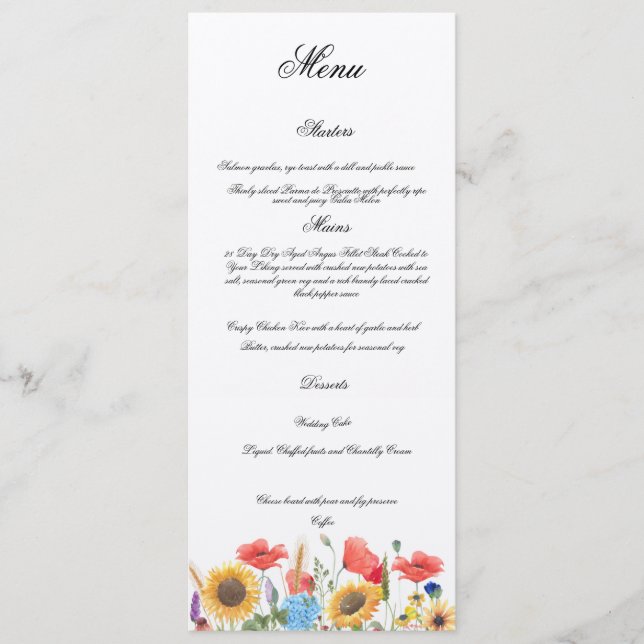 Completely Customisable Wedding Menu (Frente)