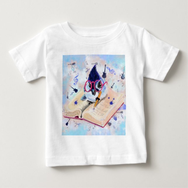 Compositor de pássaros Melody Funny Baby T-Shirt (Frente)