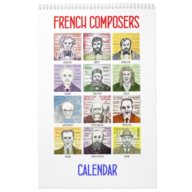 Compositores franceses - calendário de parede (Capa)