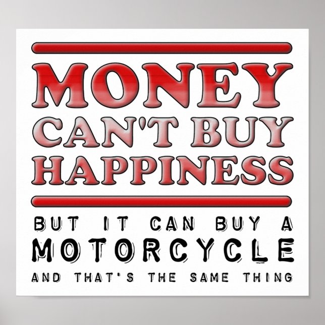 Comprando Felicidade Moto Poster Divertido (Frente)