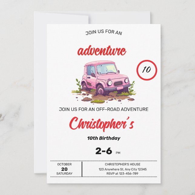 Comprar Convite de Aniversário da Adventure (Frente)