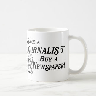 Compre o jornal salvar a caneca do journalista