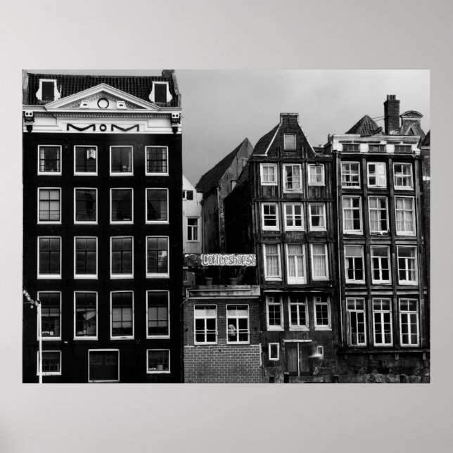 Compro Café Amsterdã B/W Art Impressão (Frente)