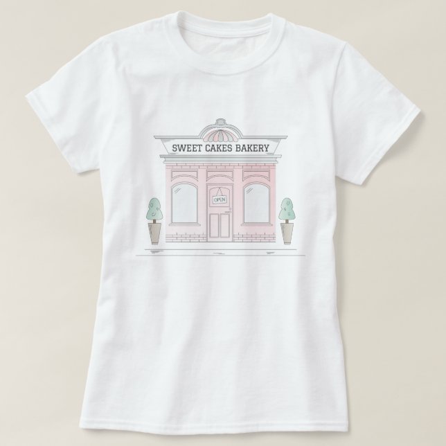 Compro de padaria rosa - T-Shirt de café ilustrado (Frente do Design)