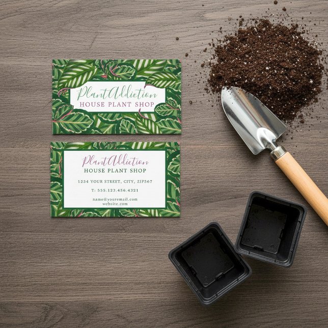 Compro de plantas da selva cartão de visita (Jungle house plant shop business card.)