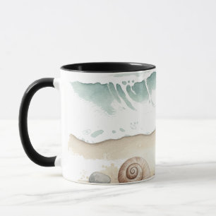 Concha & Areia – Caneca de Tote de Praia em Aquare