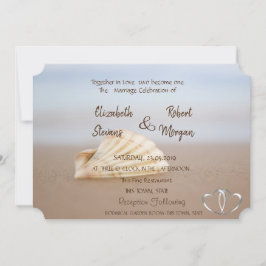 Concha de Praia , Corações Convite de Casamento