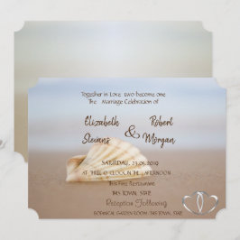 Concha de Praia , Corações Convite de Casamento