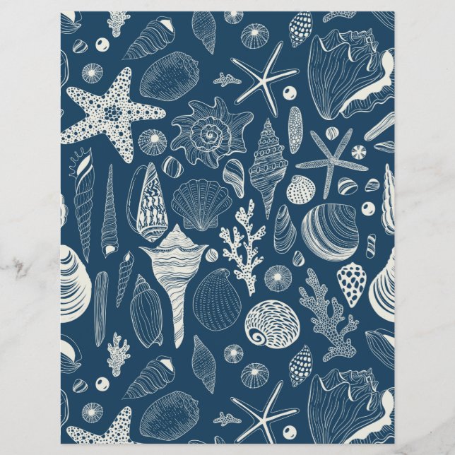 Conchas marítimas em azul escuro (Frente)