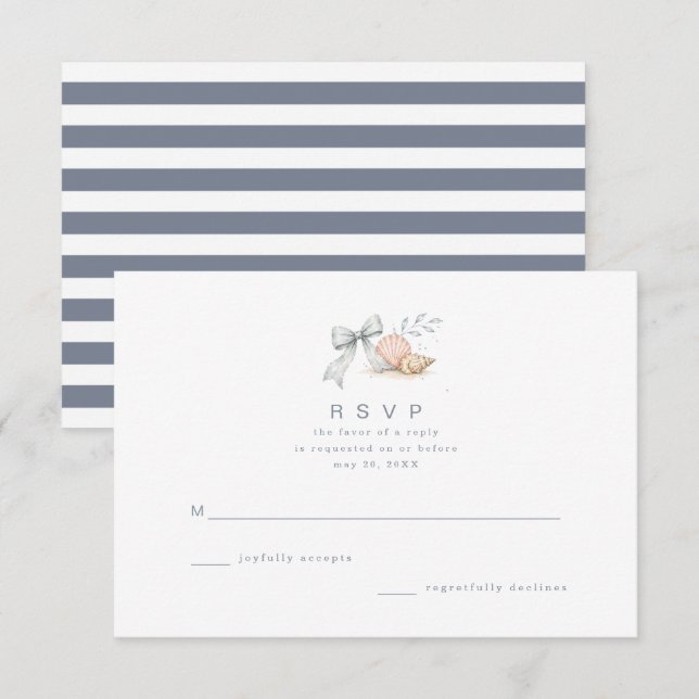 Conchas & Sininhos de Casamento RSVP (Frente/Verso)