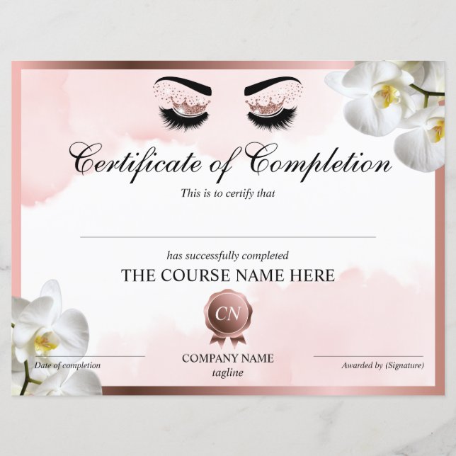 Conclusão do Curso Certificados de Lashes de Concl (Frente)