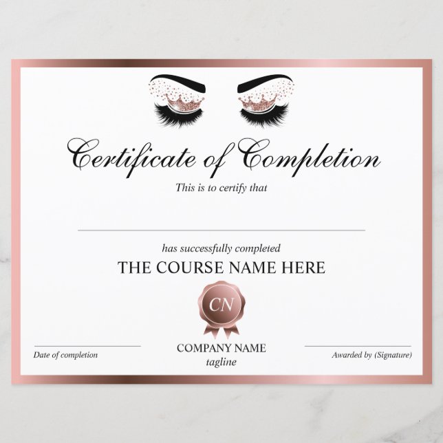Conclusão do Curso Certificados de Lashes de Concl (Frente)