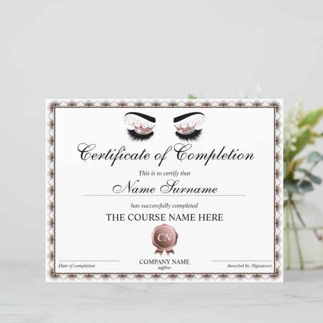 Conclusão do Curso Certificados de Lashes de Concl (Em pé/Frente)