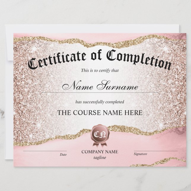 Conclusão do curso de Prêmio do certificado de con (Frente)