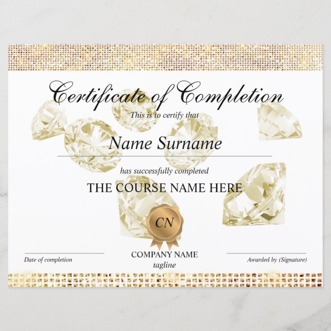 Conclusão do curso de Prêmio do certificado de con (Frente)