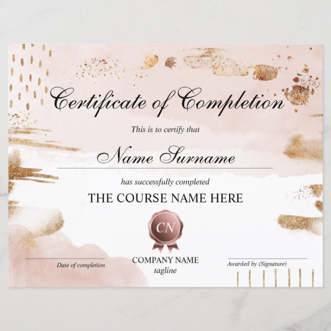 Conclusão do curso de Prêmio do certificado de con (Frente)