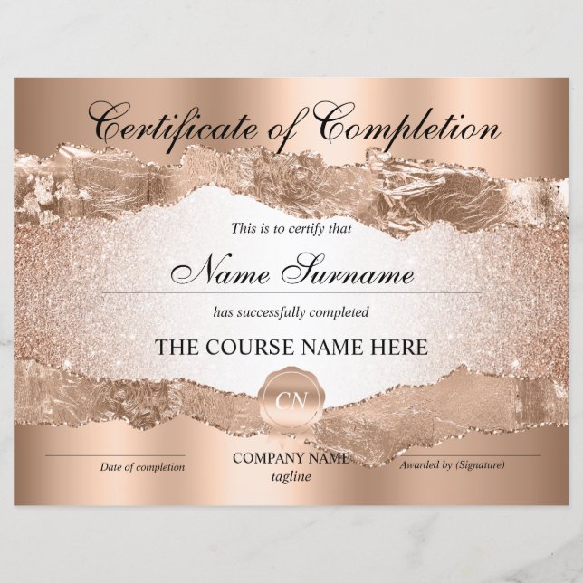 Conclusão do curso de Prêmio do certificado de con (Frente)