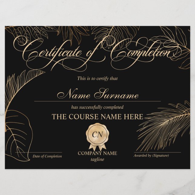 Conclusão do curso de Prêmio do certificado de con (Frente)