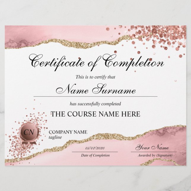 Conclusão do curso de Prêmio do certificado de con (Frente)