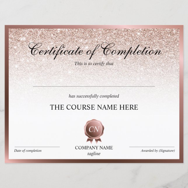 Conclusão do curso de Prêmio do certificado de con (Frente)