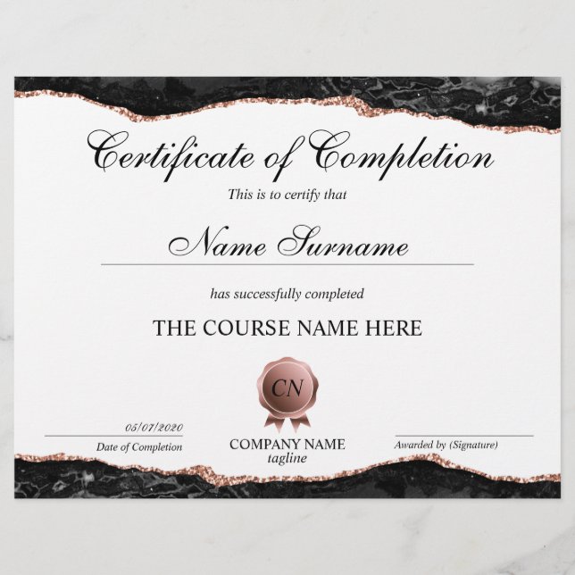 Conclusão do curso de Prêmio do certificado de con (Frente)