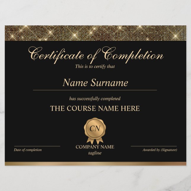 Conclusão do curso de Prêmio do certificado de con (Frente)