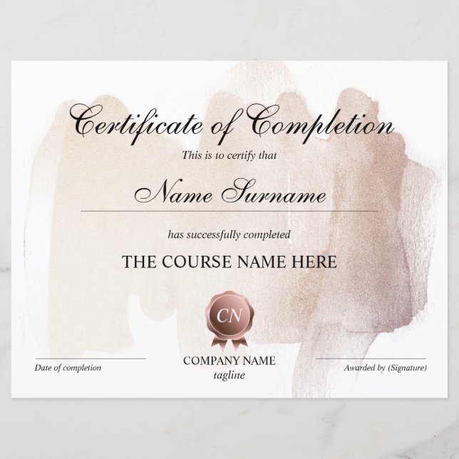 Conclusão do curso de Prêmio do certificado de con (Frente)