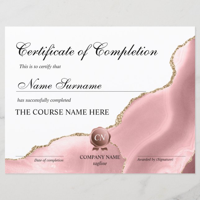 Conclusão do curso de Prêmio do certificado de con (Frente)