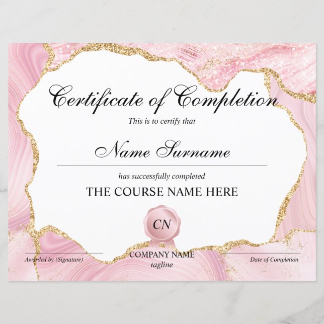 Conclusão do curso de Prêmio do certificado de con (Frente)