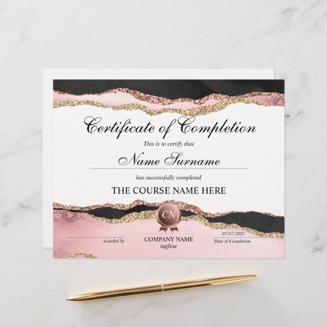 Conclusão do curso de Prêmio do certificado de con (Frente/Verso In Situ)