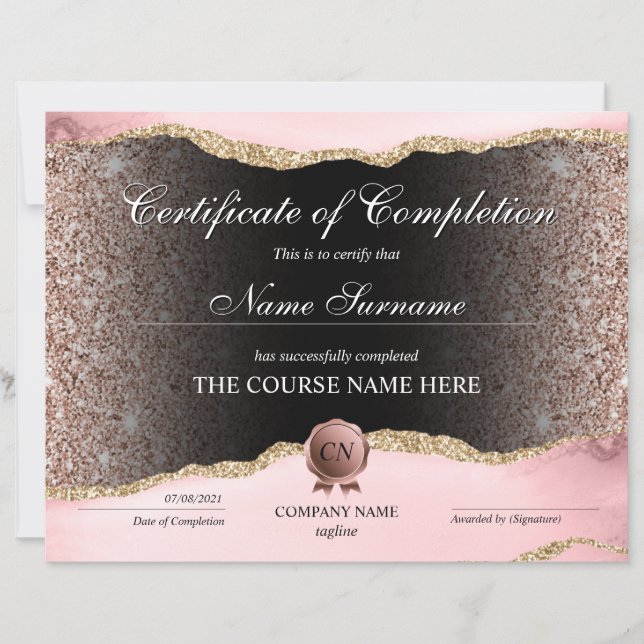 Conclusão do curso de Prêmio do certificado de con (Frente)