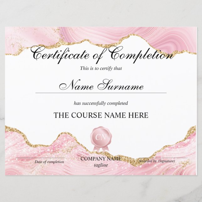Conclusão do curso de Prêmio do certificado de con (Frente)