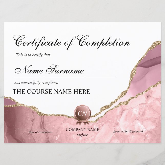 Conclusão do curso de Prêmio do certificado de con (Frente)