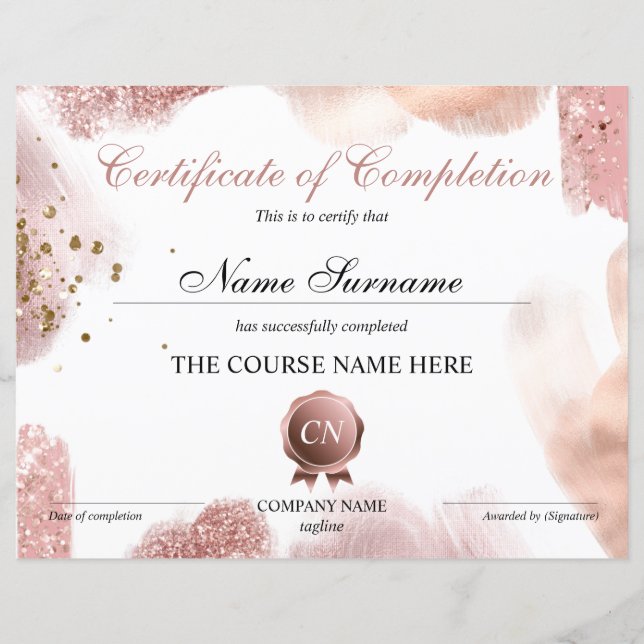 Conclusão do curso de Prêmio do certificado de con (Frente)