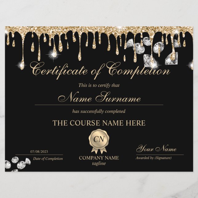 Conclusão do curso de Prêmio do certificado de con (Frente)