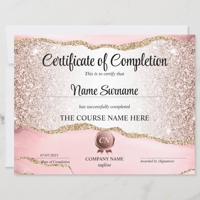 Conclusão do curso de Prêmio do certificado de con (Frente)